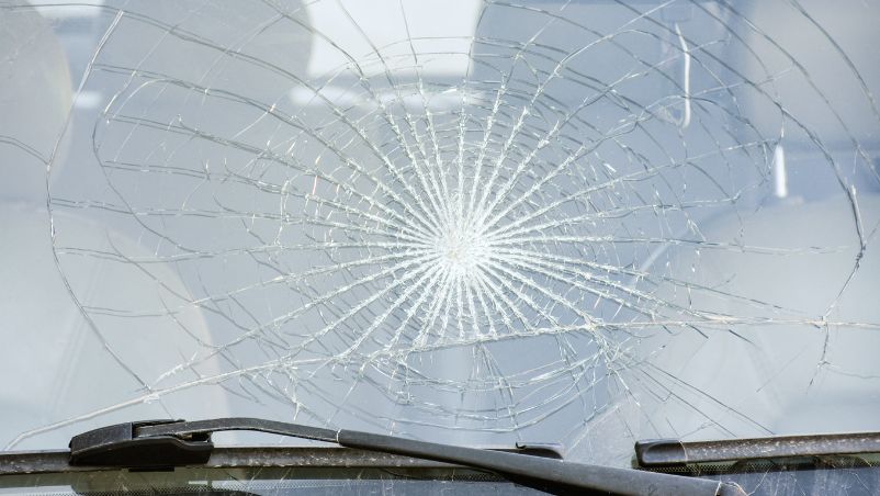 broken windshield